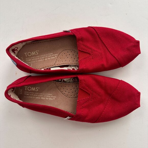 Toms Womens Classic Red Canvas Slip-On Shoes Size 5 Casual Footwear - Picture 7 of 10